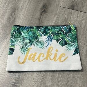 Jackie Palm Leaf Cosmetic Toiletry Travel Bag Tote